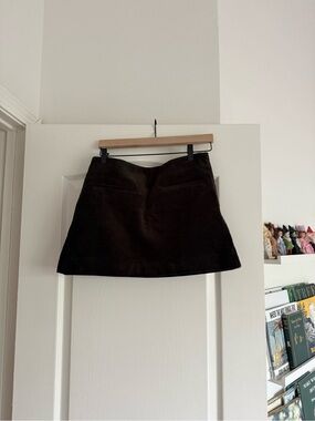 Zara Dark Olive Corduroy A-Line Mini Skirt